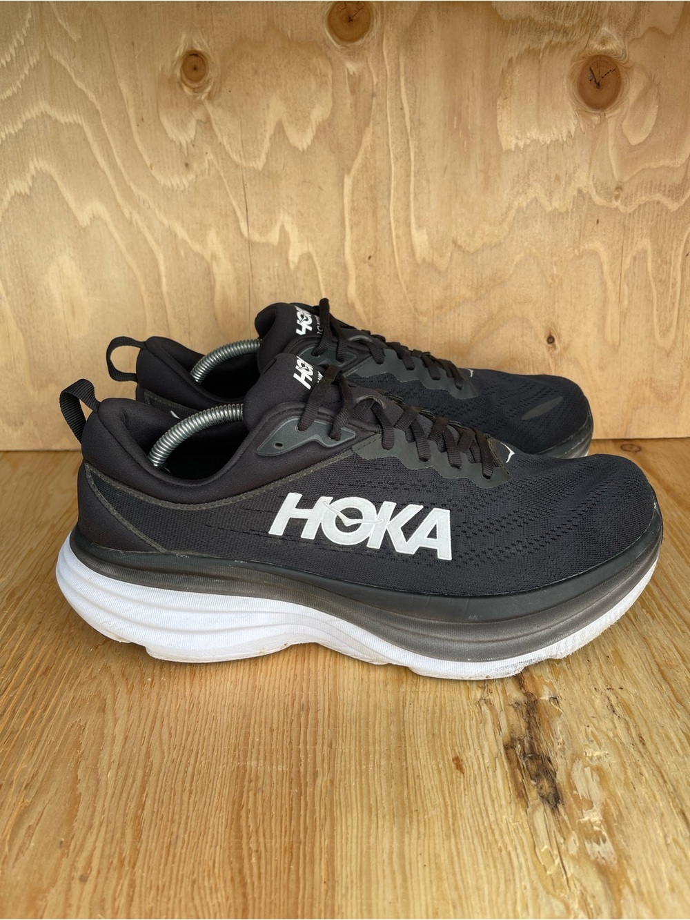 Hoka Bondi 8 Mens Black/White Everyday Running Shoe Size 11 2EE
